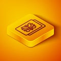 Isometric line Rorschach test icon isolated on orange background. Psycho diagnostic inkblot test Rorschach. Yellow