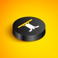 Isometric line Round table icon isolated on yellow background. Black circle button. Vector Royalty Free Stock Photo