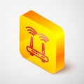 Isometric line Router and wi-fi signal icon isolated on grey background. Wireless ethernet modem router. Computer