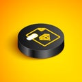 Isometric line RUBY file document. Download ruby button icon isolated on yellow background. RUBY file symbol. Black
