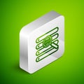 Isometric line Search in a browser window icon isolated on green background. Silver square button. Vector Illustration Royalty Free Stock Photo