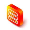 Isometric line Server, Data, Web Hosting icon isolated on white background. Orange square button. Vector Royalty Free Stock Photo
