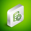 Isometric line Server and gear icon isolated on green background. Adjusting app, service concept, setting options Royalty Free Stock Photo