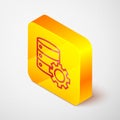 Isometric line Server and gear icon isolated on grey background. Adjusting app, service concept, setting options Royalty Free Stock Photo