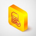 Isometric line Sim card icon isolated on grey background. Mobile cellular phone sim card chip. Mobile telecommunications