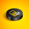 Isometric line Sim card icon isolated on yellow background. Mobile cellular phone sim card chip. Mobile Royalty Free Stock Photo