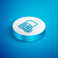 Isometric line Sim card rejected icon isolated on blue background. Mobile cellular phone sim card chip. Mobile Royalty Free Stock Photo