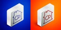 Isometric line Smart home icon isolated on blue and orange background. Remote control. Silver square button. Vector Royalty Free Stock Photo