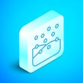 Isometric line Snowfall icon isolated on blue background. Snow falling winter snowflakes christmas new year. Merry Royalty Free Stock Photo