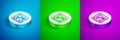 Isometric line Software, web developer programming code icon isolated on blue, green and purple background. Javascript Royalty Free Stock Photo