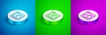 Isometric line Software, web developer programming code icon isolated on blue, green and purple background. Javascript Royalty Free Stock Photo
