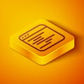 Isometric line Software, web developer programming code icon isolated on orange background. Javascript computer script Royalty Free Stock Photo