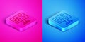 Isometric line Software, web developer programming code icon isolated on pink and blue background. Javascript computer Royalty Free Stock Photo