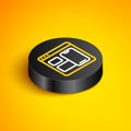 Isometric line Software, web developer programming code icon isolated on yellow background. Javascript computer script Royalty Free Stock Photo