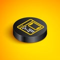 Isometric line Software, web developer programming code icon isolated on yellow background. Javascript computer script Royalty Free Stock Photo
