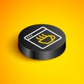 Isometric line Software, web developer programming code icon isolated on yellow background. Javascript computer script Royalty Free Stock Photo