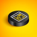 Isometric line Software, web developer programming code icon isolated on yellow background. Javascript computer script Royalty Free Stock Photo