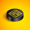 Isometric line Software, web developer programming code icon isolated on yellow background. Javascript computer script