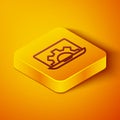 Isometric line Software, web development, programming concept icon isolated on orange background. Programming language Royalty Free Stock Photo