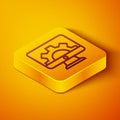 Isometric line Software, web development, programming concept icon isolated on orange background. Programming language Royalty Free Stock Photo