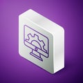 Isometric line Software, web development, programming concept icon isolated on purple background. Programming language Royalty Free Stock Photo
