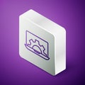 Isometric line Software, web development, programming concept icon isolated on purple background. Programming language Royalty Free Stock Photo