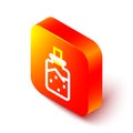 Isometric line Spa salt icon isolated on white background. Orange square button. Vector Illustration Royalty Free Stock Photo