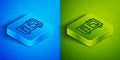 Isometric line Spectrometer icon isolated on blue and green background. Square button. Vector