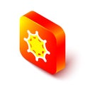Isometric line Spider web icon isolated on white background. Cobweb sign. Happy Halloween party. Orange square button