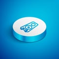 Isometric line Stereo speaker icon isolated on blue background. Sound system speakers. Music icon. Musical column Royalty Free Stock Photo