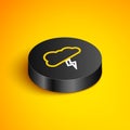 Isometric line Storm icon isolated on yellow background. Cloud and lightning sign. Weather icon of storm. Black circle Royalty Free Stock Photo