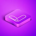 Isometric line Swiss army knife icon isolated on purple background. Multi-tool, multipurpose penknife. Multifunctional