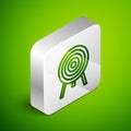 Isometric line Target icon isolated on green background. Dart board sign. Archery board icon. Dartboard sign. Business Royalty Free Stock Photo