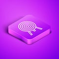 Isometric line Target icon isolated on purple background. Dart board sign. Archery board icon. Dartboard sign. Business Royalty Free Stock Photo