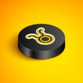 Isometric line Taurus zodiac sign icon isolated on yellow background. Astrological horoscope collection. Black circle Royalty Free Stock Photo