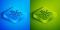 Isometric line Termite icon isolated on blue and green background. Square button. Vector Royalty Free Stock Photo