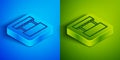 Isometric line Ticket box office icon isolated on blue and green background. Ticket booth for the sale of tickets for Royalty Free Stock Photo