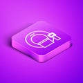 Isometric line Tomography icon isolated on purple background. Medical scanner, radiation. Diagnosis, radiology, magnetic