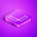 Isometric line Trap hunting icon isolated on purple background. Purple square button. Vector