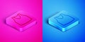 Isometric line Undershirt icon isolated on pink and blue background. Square button. Vector