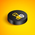 Isometric line User protection icon isolated on yellow background. Secure user login, password protected, personal data Royalty Free Stock Photo