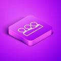 Isometric line Vacuum cans icon isolated on purple background. Massage jars for face and body. Medical anticellulite
