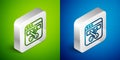 Isometric line Video recorder or editor software on laptop icon isolated on green and blue background. Video editing on Royalty Free Stock Photo