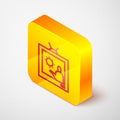 Isometric line Weather forecast icon isolated on grey background. Yellow square button. Vector Illustration. Royalty Free Stock Photo