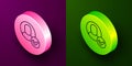 Isometric line Worker icon isolated on purple and green background. Business avatar symbol user profile icon. Male user