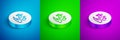 Isometric line Wudhu icon isolated on blue, green and purple background. Muslim man doing ablution. White circle button