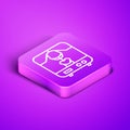 Isometric line X-ray machine icon isolated on purple background. Purple square button. Vector Royalty Free Stock Photo