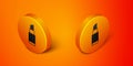 Isometric Lipstick icon isolated on orange background. 8 March. International Happy Women Day. Orange circle button