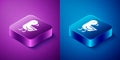 Isometric Little chick icon isolated on blue and purple background. Square button. Vector