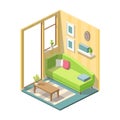 Isometric Living Room With Furniture